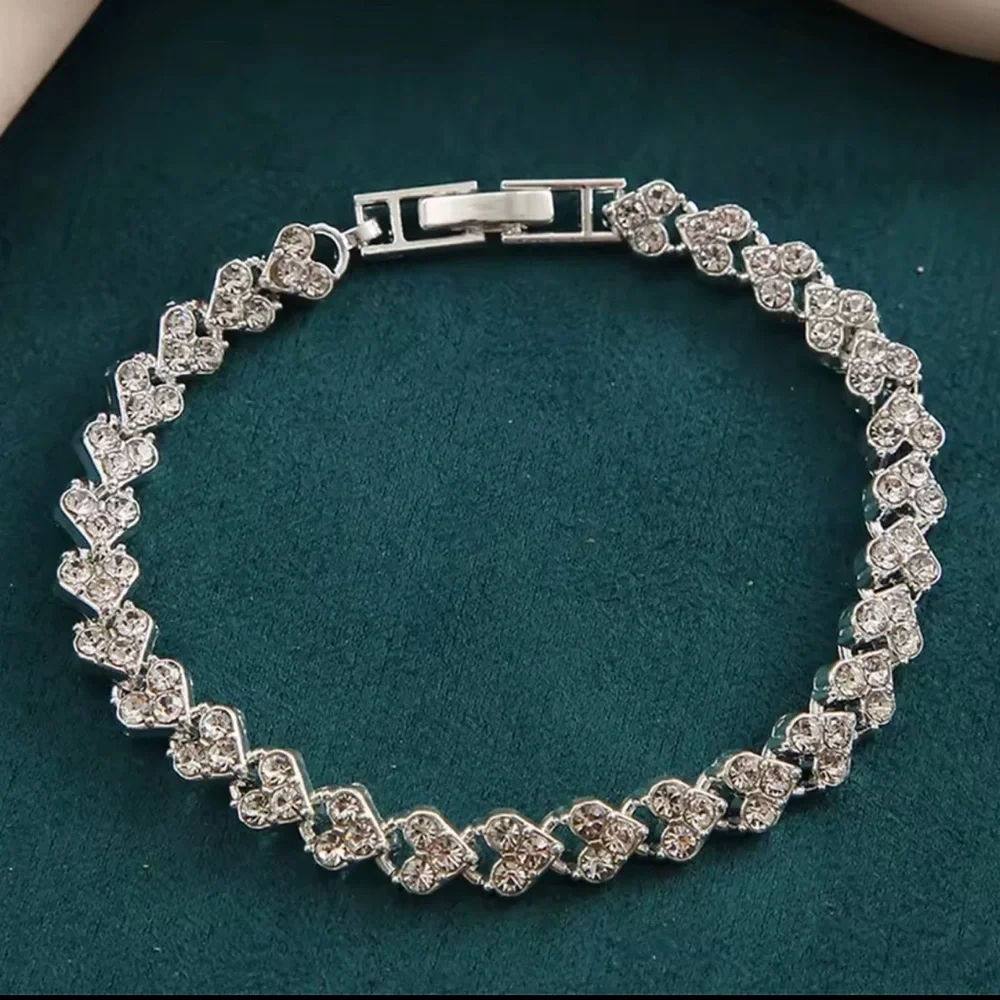 Silver Crystal Tennis Bracelet - Elegant Women's Jewelry